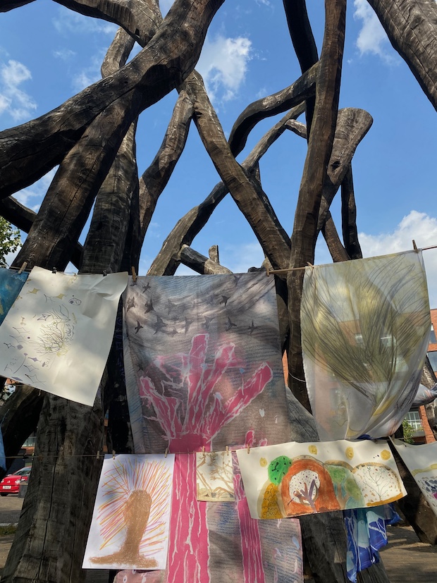 tree with forest hangings and artwork