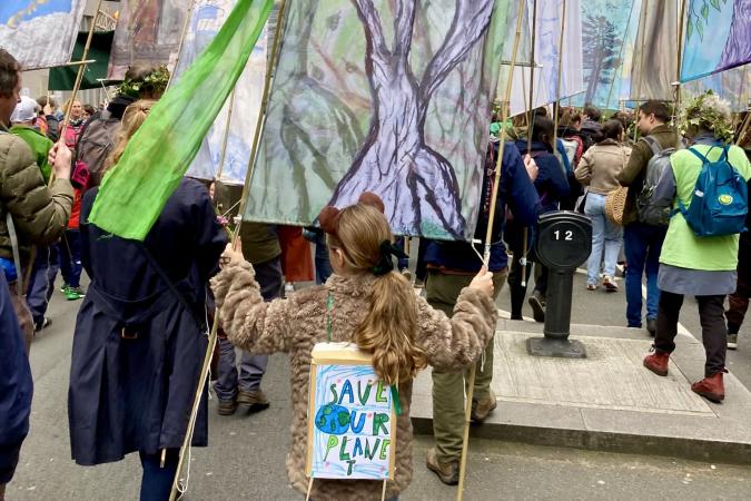 Small child marches a forest hanging at Westminster