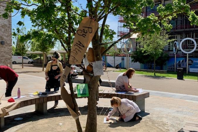 Artscaping in the sun.